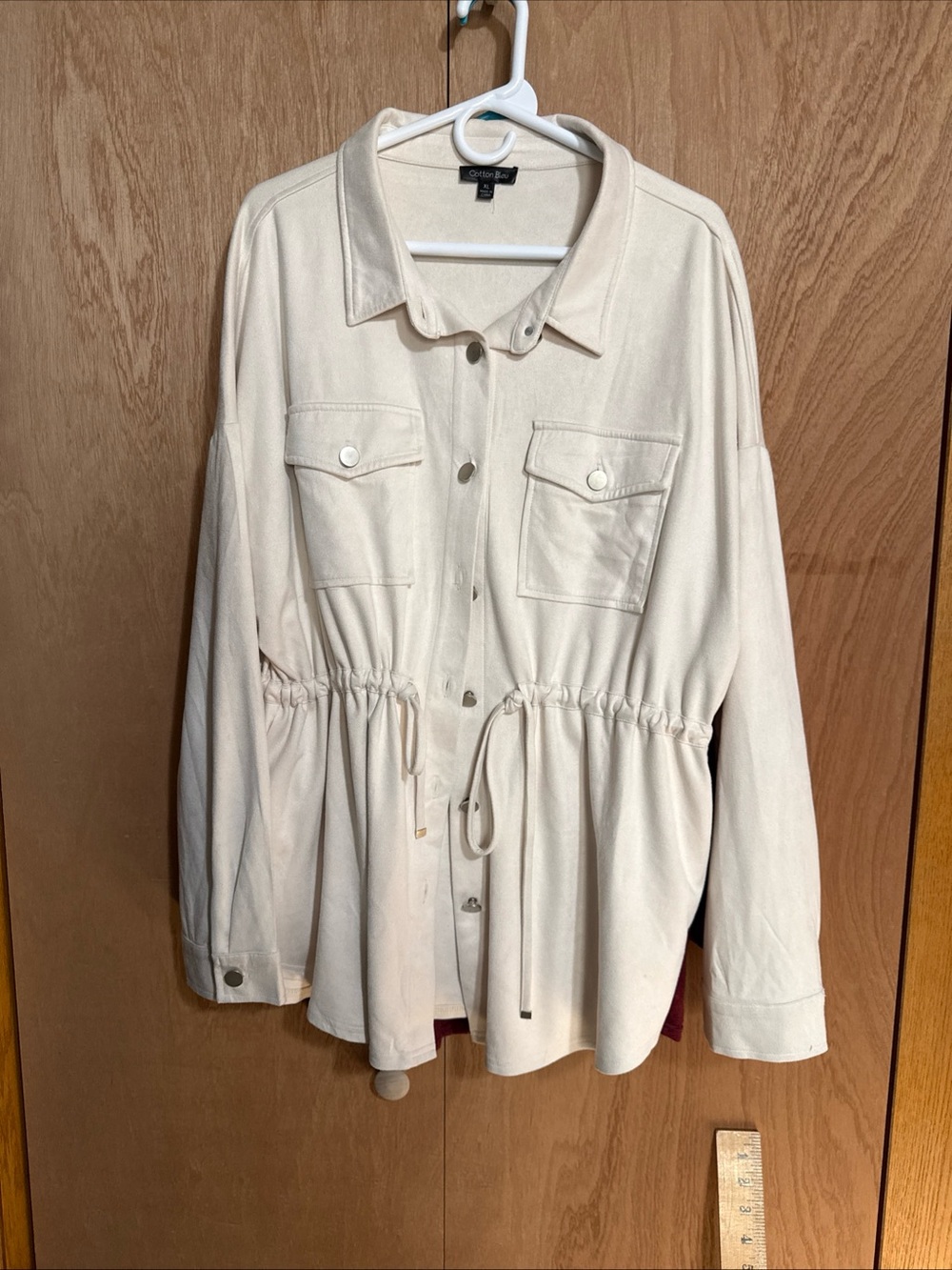 Drawstring-Waist Utility Jacket in Cream